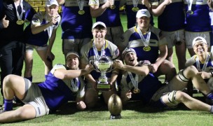 Notre Dame College doesn't exist as an institution, but they went out with an NCR D1 Men's Rugby title. Alex Goff photo.