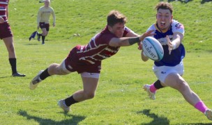 Kutztown vs Notre Dame College was a prime example of the competitiveness of the Rugby East. Alex Goff photo.