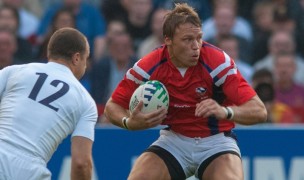 Paul Emerick against England in the 2007 Rugby World Cup. Ian Muir photo.