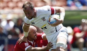 Ben Pinkelman charges ahead against Wales. Mike Lee KLC Fotos for World Rugby.