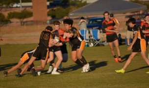 Porter Zuccato charges ahead for Red Mountain. Porter Zuccato photo.