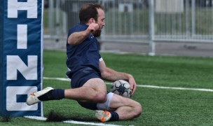 Brian Stella goes in to score for Penn State. David Hughes photo.