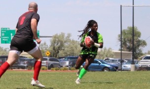 Rhinos, in green and black, vs Silicon Valley in the final. Alex Goff photo.