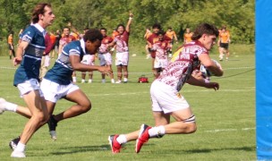 Lyndon Bailey in for a try for the Wolverines. Alex Goff photo.