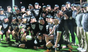 St. Bonaventure take their trophy. Alex Goff photo.