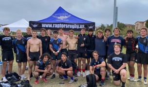 SOC Raptors and San Diego Mustangs players pose after the game all smiles.