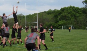 Lineout time for GGA (in black) v St. Joe's. Alex Goff photo.