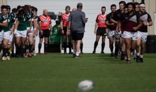 The first teams to take the fiels were Siena (left) and College of Charleston (right).. Photo Ollie Mide.