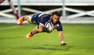 Mike Te'o scores against Russia in 2016. David Barpal photo.