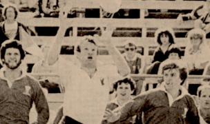 Tom Selfirdge intercepts a pass against Wales in 1980. Photo Rugby Magazine.