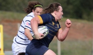 Jackson Zabierek, No. 8 and captain for UCSC, scored four tries over the weekend. Photo Midge Sellers Dallas.