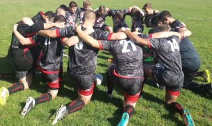 Union HS in Rugby oregon huddles up in 2015.