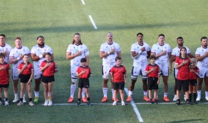 USA lines up for the anthem against Belgium. Alex Goff photo.