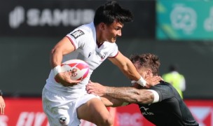Lucas Lacamp gets some attention from New Zealand. Photo USA Rugby.