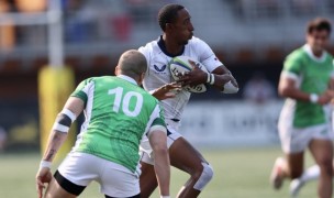 Perry Baker on his way to scoring against Mexico. USA Rugby photo.