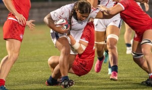 Alivia Leatherman charges on for the USA. Photo USA Rugby.