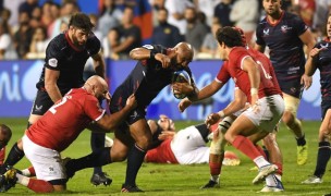Paul Lasike tries to find some space. Photo by Martin Dokoupil - World Rugby/World Rugby via Getty Images.