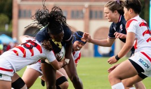 Cheta Emba tries to break through with Emily Henrich in support. Photo USA Rugby.