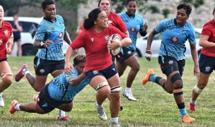 The Eagles made some changes. Freda Tafuna (seen vs Fiji in a scrummage at Mt. St. Mary's) is at No.8. Photo David Hughes.