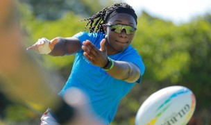 Jaz Gray spins the ball during training. Mike Lee - KLC fotos for World Rugby.