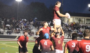 Lineout time for Walsh vs Belmont Abbey. Alex Goff photo.