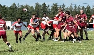 Wheeling's defense moves up as Kutztown wins a scrum. Photo Greg Stelluti.