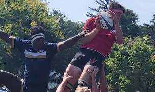 Wisconsin wins a lineout against Notre Dame.