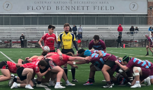 Scrum time for Greenwich, in red, and Xavier.