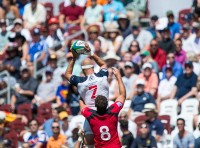 Lineout time as Scott LaValla takes a throw in that dramatic 2014 match. David Barpal photo.