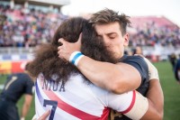 Hugs after the Eagles won the 2018 USA 7s. David Barpal photo.