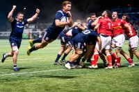 Ruben De Haas scoring the game-winning try against Canada in march 2019. David Barpal photo.