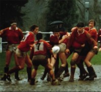 The USA forwards win ball against the Netherlands in the 1991 Rugby World Cup.