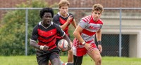 Bernard Amponsah carries the ball for RPI. Photo courtesy RPI Rugby.