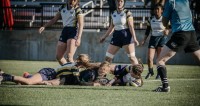 Devin Doyle scoring one of her three tries against Navy. Kirstyn Paynter photo.
