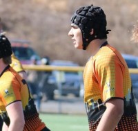 AJ Piera awaits the restart. Photo Charlotte Tigers Rugby.