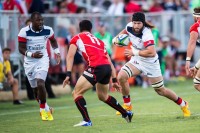 Playing 15s with Taku Ngwenya against Japan in 2014. David Barpal photo.