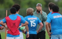USA 7s players helped coach the U18 Boys. Ben Pinkelman with some of the players. Travis Prior photo.