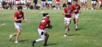 Action from Bowling Green (brown and orange) and vs U. Cincinnati (red). Alex Goff photo.