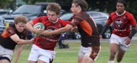 Action from Bowling Green (brown and orange) and vs U. Cincinnati (red). Alex Goff photo.