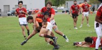 Action from Bowling Green (brown and orange) and vs U. Cincinnati (red). Alex Goff photo.