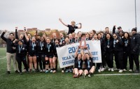 Bowdoin celebrates. Mark Washburn photo.