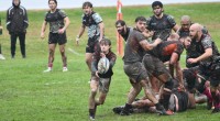 Try-scorer Griffin Wilson sends the ball out. Photo Roger Mazzarella.