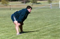 Not that far removed from his playing days. Tom Billups overseas training during the 2003 Rugby World Cup. Alex Goff photo.