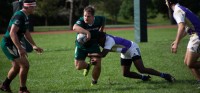 Peter Klopp offloads for Binghamton. Photo Corey Velazquez.