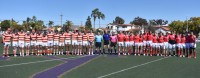 Cathedral and Regis players before kickoff.