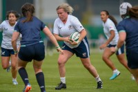 Taking them on in a scrimmage vs Ireland. Ian Muir photo