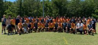 Charlotte Tigers and Florida Jaguares gather post-match.