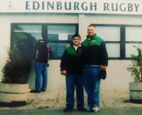 Pre-mustache Danny Breda with dad Tony at Murrayfield in Edinburgh.
