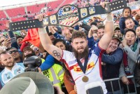 Celebrating the 2018 Las Vegas 7s victory. David Barpal photo.