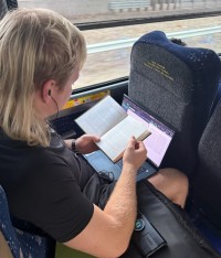 ... and as an Aerospace Engineering major on the bus.